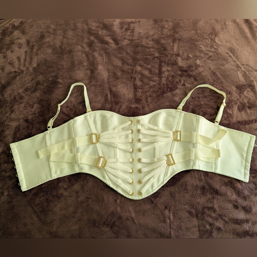 [NWT] Dion Lee White Gold Hardware Corset Strappy Laced Slider Bustier Top Sz 2 - Picture 5 of 12